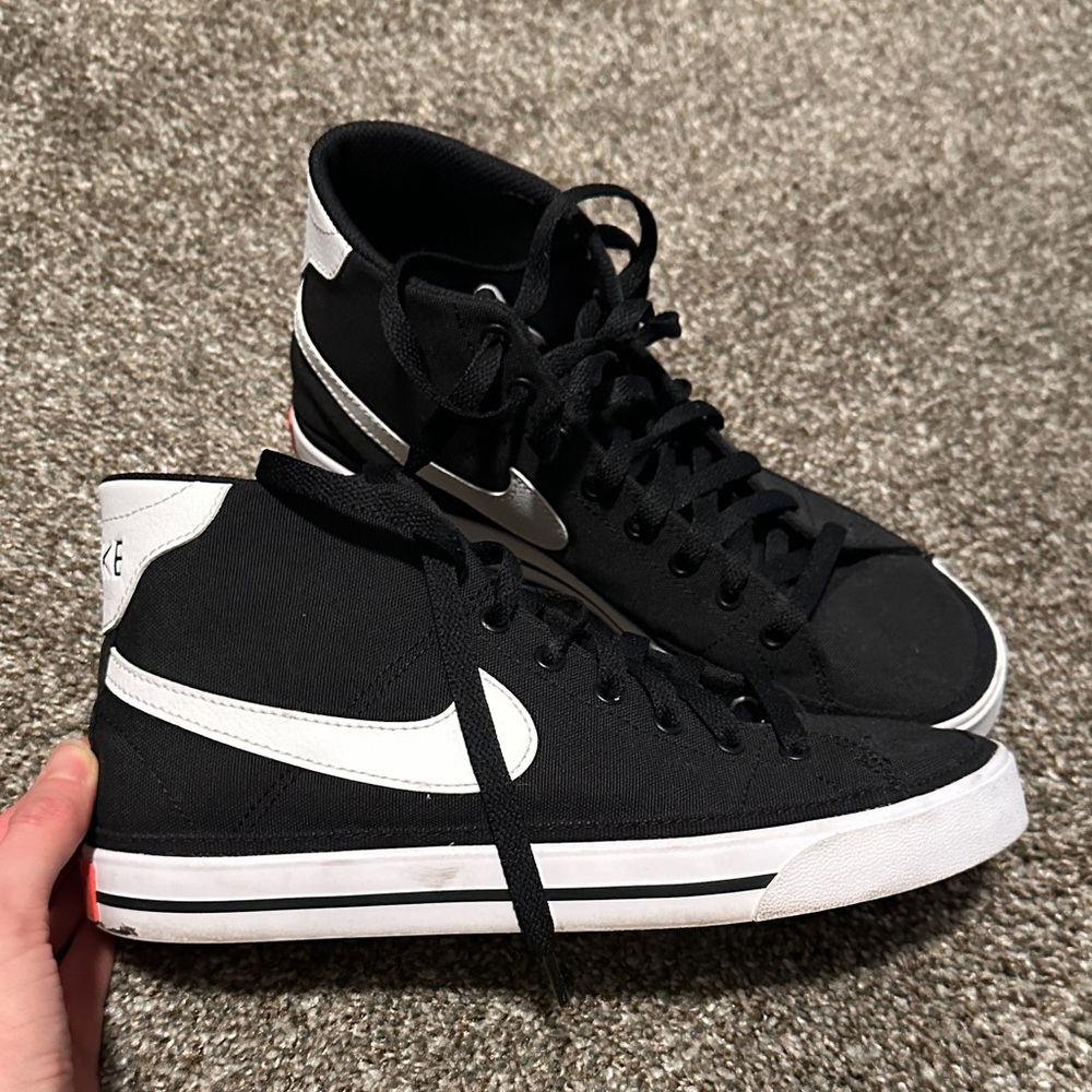 Nike Black and White Women’s High Top Court Legacy Sneakers